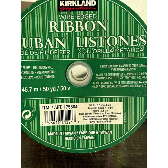 Kirkland Signature Wire Edged Ribbon Glitter Polka Dots Crafting Decorating 1.5" - Picture 4 of 5